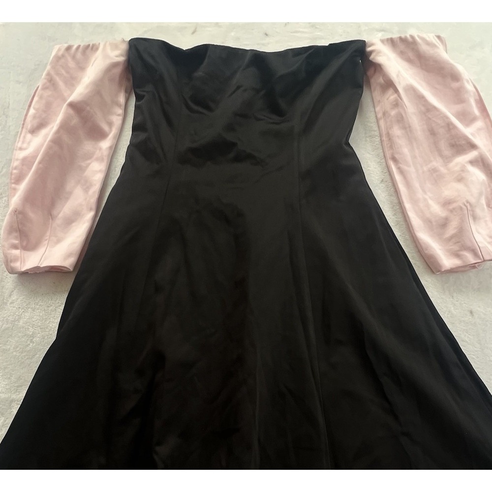 Gianni Bini Audrey Off The‎ Shoulder Midi Dress Size 10 Black & Pink 73046DR1123